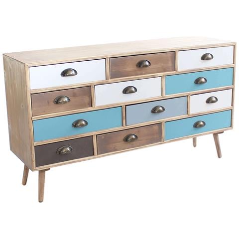 Mobile Con 12 Cassetti In Legno Di Pino Multicolor 120x35,5xh67 Cm Canada - Foto 6