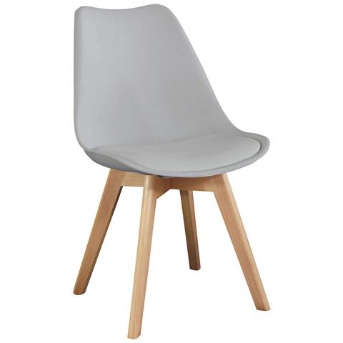 Sedia Da Interno In Legno E Materiale Plastico Con Seduta Imbottita Gary - Gray - Foto 1