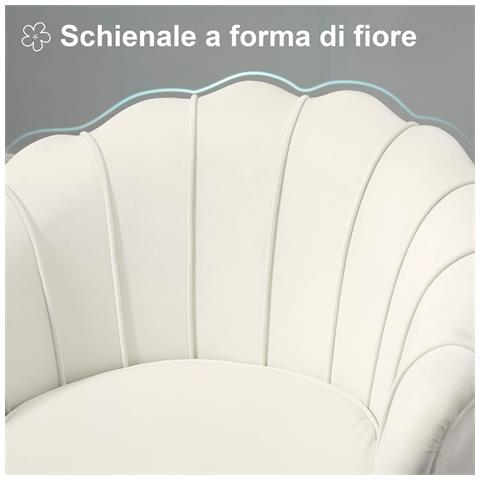 Poltrona Di Design Stile Vintage Imbottita In Velluto, 79x77x77cm, Crema - Foto 2