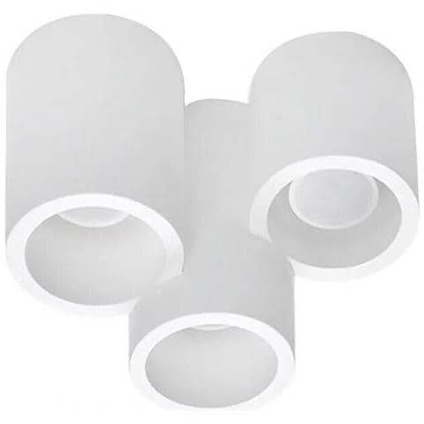 Lampadario Da Soffitto 3 Cilindri In Gesso Verniciabile Supporto Faretto Gu10 - Foto 2
