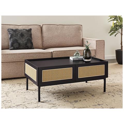 Tavolino Da Caffè Cullen Rattan Nero Con Contenitore - Foto 1