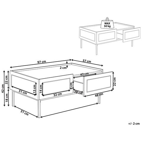 Tavolino Da Caffè Cullen Rattan Nero Con Contenitore - Foto 7