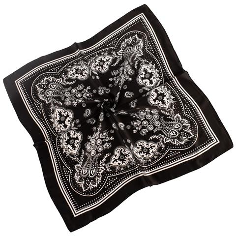 Elegante Sciarpa Quadrata Paisley - 70x70cm Blu Navy   Black - Foto 1