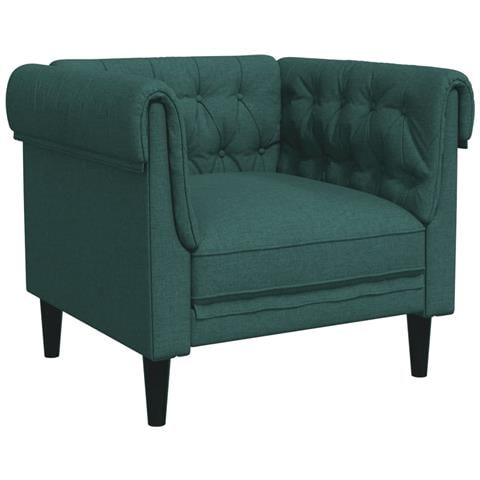 Poltrona Chesterfield Verde Scuro In Tessuto - Foto 2