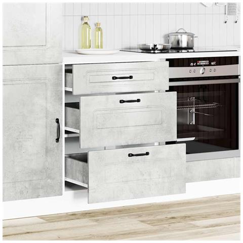 Base Da Cucina Kalmar Grigio Cemento In Legno Multistrato - Foto 10