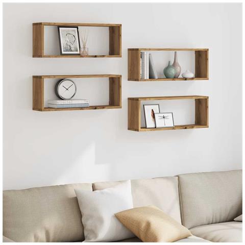 Mensole Parete A Cubo 4 Pz Artigianale 30x15x30 Cm Truciolato - Foto 3