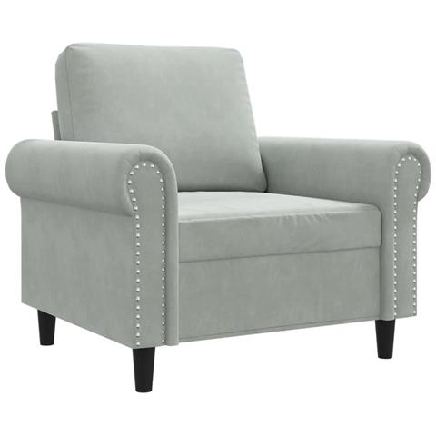 Poltrona Grigio Chiaro 60 Cm Velluto - Foto 2