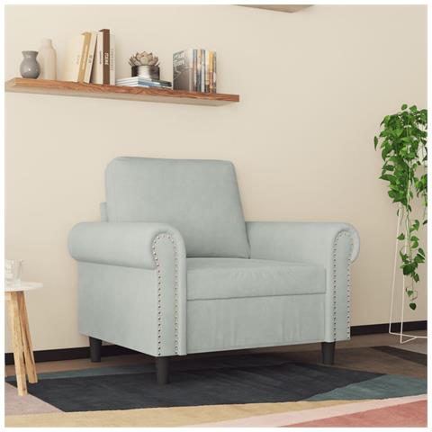 Poltrona Grigio Chiaro 60 Cm Velluto - Foto 3