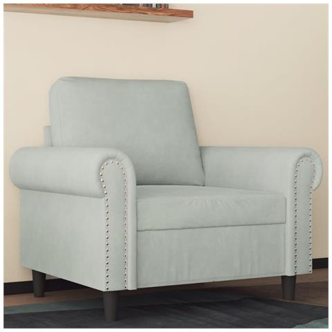 Poltrona Grigio Chiaro 60 Cm Velluto - Foto 1
