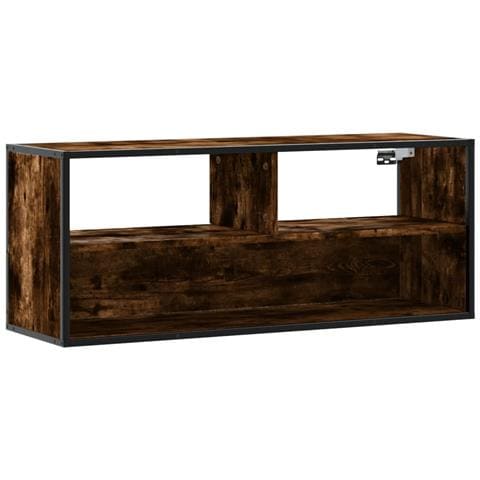 Mobile Tv Rovere Fumo 100x31x39,5cm Legno Multistrato E Metallo - Foto 2