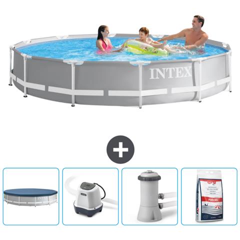 Piscina Fuori Terra - In Giro - 366x366x76 Cm - Grigio - Include Accessori Coordinati Cb53 - Foto 1