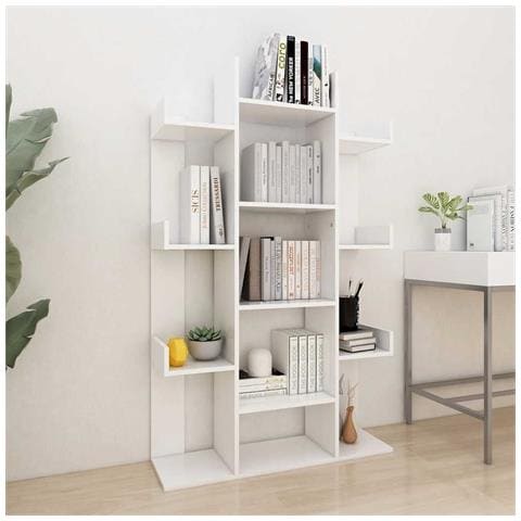 Lusso Casadino - Libreria Bianca 86x25,5x140 Cm In Legno Multistrato - Foto 8