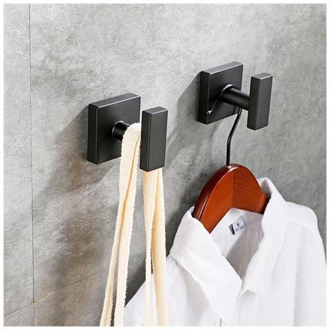 Set Di 4 Ganci Da Parete Quadrati Neri Con Viti - Foto 6
