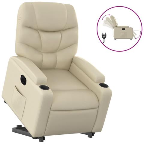 Poltrona Alzapersona Reclinabile Crema in Similpelle - Foto 1