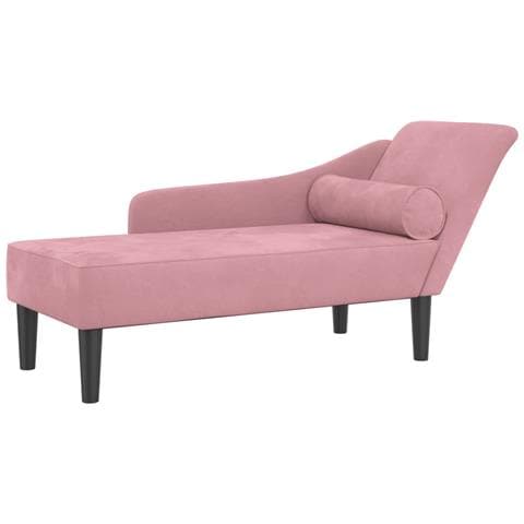 Chaise Lounge con Cuscini Rosa in Velluto - Foto 1