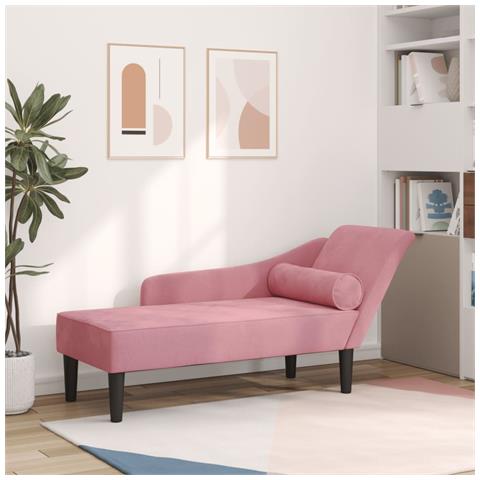 Chaise Lounge con Cuscini Rosa in Velluto - Foto 2