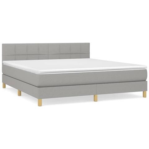 Giroletto a Molle con Materasso Grigio Chiaro180x200 cm Tessuto - Foto 1