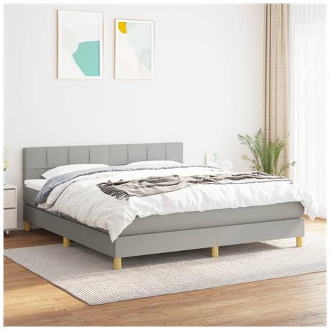 Giroletto a Molle con Materasso Grigio Chiaro180x200 cm Tessuto - Foto 2
