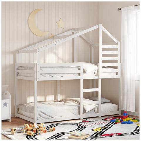 Letto a Castello con Tetto Bianco 90x200 cm in Legno di Pino - Foto 2