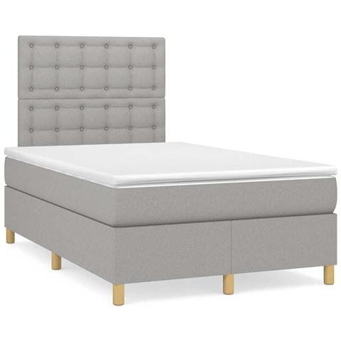 Letto a Molle Materasso e LED Grigio Chiaro 120x190 cm Tessuto - Foto 2