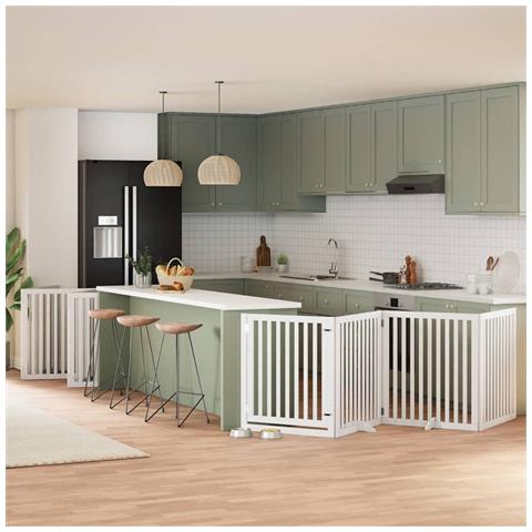 Cancello Cani Porta Pieghevole Bianco 12 Pannelli 960 cm Pioppo - Foto 2