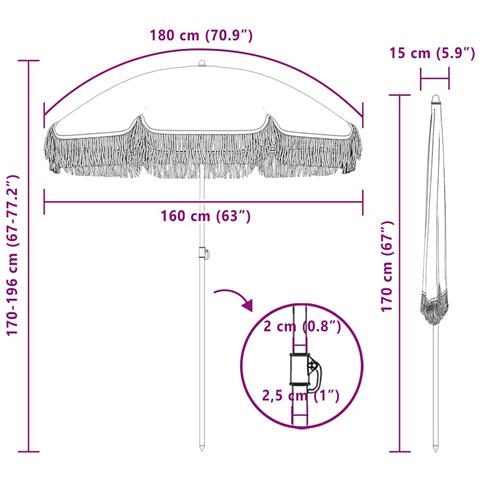 Ombrellone Giallo e Bianco Ø 160 x 195 cm Acciaio - Foto 4