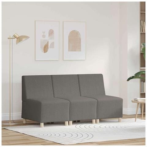 Unità di Divano Modulare Senza Braccioli 3 pcs Grigio chiaro - Foto 2