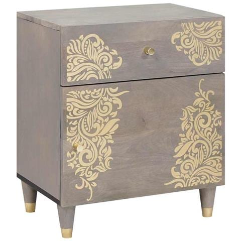 Armadio da Notte Grigio 50 x 33 x 60 cm legno massello di mango - Foto 1