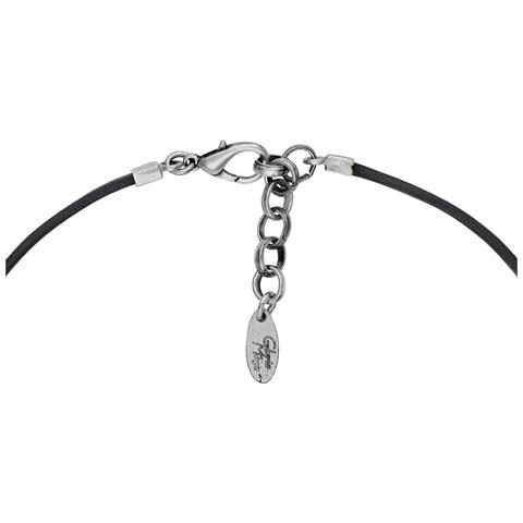 Girocollo In Pelle Nera Con Pendente A Cerchio Placcato Argento - Foto 4