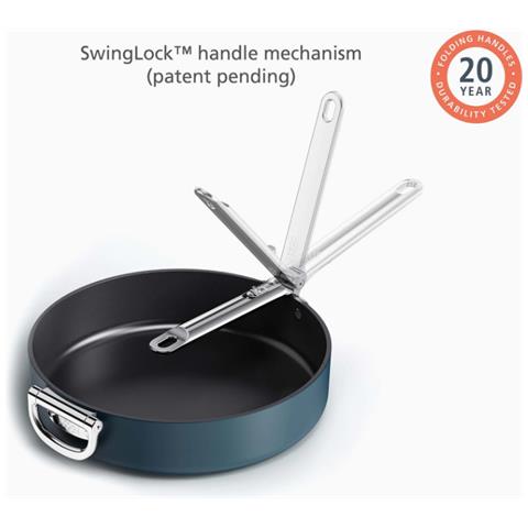 Padella Bassa Antiaderente Space Trenta Centimetri Ideale Per Cucine Piccole Manico Pieghevole Facile Da Riporre Antiaderente Ergonomica E Sicura - Foto 4