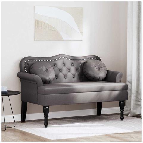 Panca Chesterfield Grigio 120,5 x 65 x 75 cm Pelle Sintetica - Foto 2