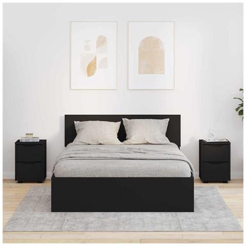 Comodini 2 pcs Nero 30,5 x 30 x 43 cm Legno multistrato - Foto 2