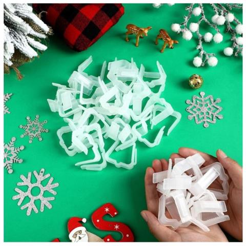 50 Pezzi Ganci Per Luci Natalizie, Clip In Plastica Per Grondaie, Supporti Per Luci Da Esterno Transparent - Foto 3