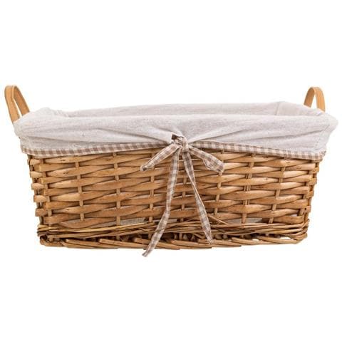 Set Di 3 Cestini In Vimini Foderati Marroni - Foto 2