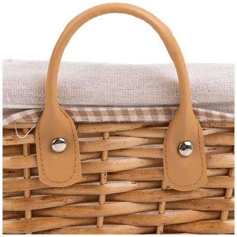 Set Di 3 Cestini In Vimini Foderati Marroni - Foto 8
