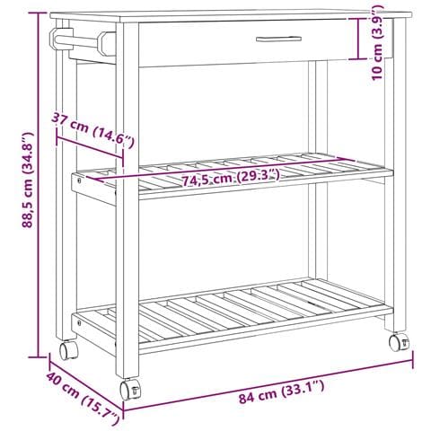 Carrello da Cucina MONZA Nero 84 x 40 x 88,5 cm - Foto 9