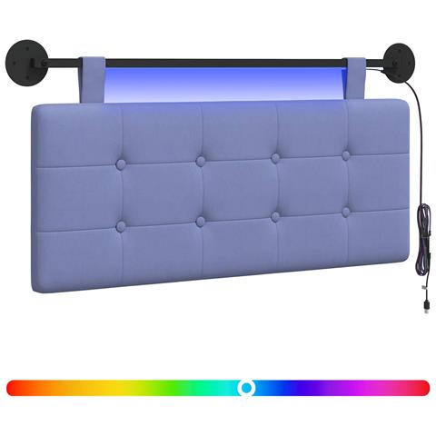 Testiera sospesa Con luce LED Blu jeans Tessuto - Foto 1
