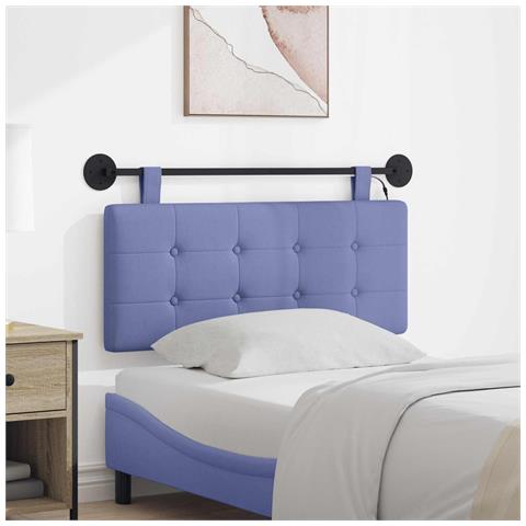 Testiera sospesa Con luce LED Blu jeans Tessuto - Foto 2