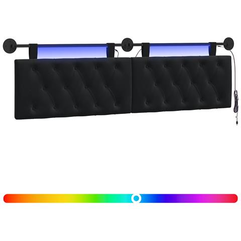 Testiera sospesa Con luce LED Nero Velluto - Foto 1