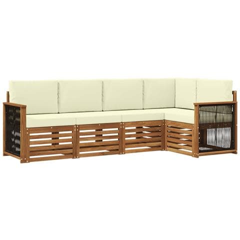 Set divano sezionale con cuscino 4 pcs Naturale e Crema - Foto 1