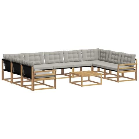 Set di divani da esterno 10 pcs Bianco e Grigio Chiaro - Foto 1