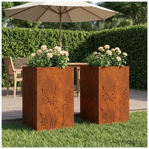 Vaso da giardino 2 pz Ruggine 50 x 50 x 75 cm Acciaio Corten - Foto 2