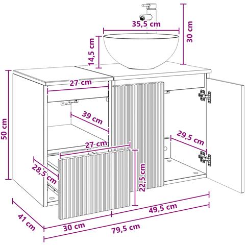 Set di mobili per il bagno 2 pz Legno antico - Foto 10