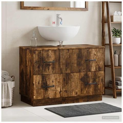 Armadio per Lavabo da Bagno HOORN Rovere Fumo 82 x 41 x 56 cm - Foto 2