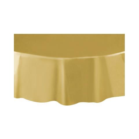 Tovaglia Rotonda In Plastica Oro Taglia Unica - Foto 1