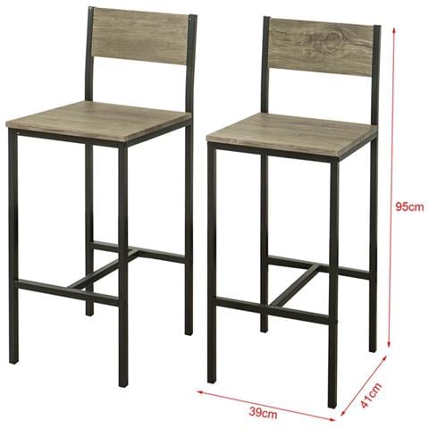 2 X Sedie Metallo Da Bar Sgabelli Cucina Mobili Da Balcone Con Poggiapied, fst53x2 - Foto 2