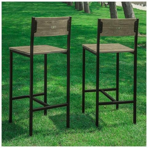 2 X Sedie Metallo Da Bar Sgabelli Cucina Mobili Da Balcone Con Poggiapied, fst53x2 - Foto 13