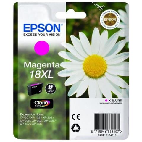 Cartuccia Originale Epson T1813 Xl Magenta Per Epson Xp30 Xp102 Xp202 Xp205 Xp302 Xp305 Xp402 C13t18134012 18xl - Foto 1