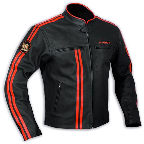 Giacca Moto Pelle Protezioni Omologate Custom Naked Vintage Retro' Arancione Xl - Foto 1