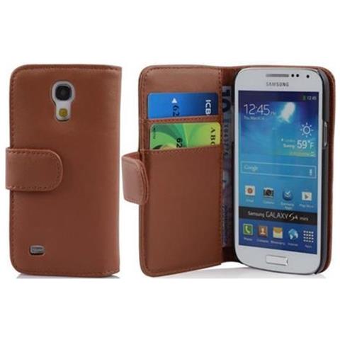 Custodia Compatibile Con Samsung Galaxy S4 Mini In Marrone Castagno - Coperchio Protettivo In Similpelle Liscia E Tasca Per Carte Di Credito - Foto 3